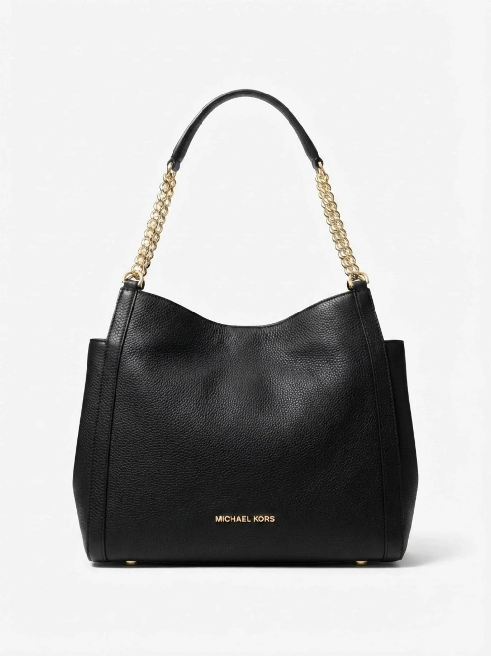 Michael Kors Black Pebbled Leather Men's Crossbody with Gold Logo